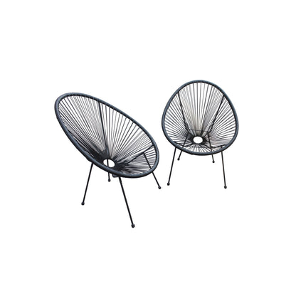 Set of Two Black Mod Indoor Outdoor String Chairs