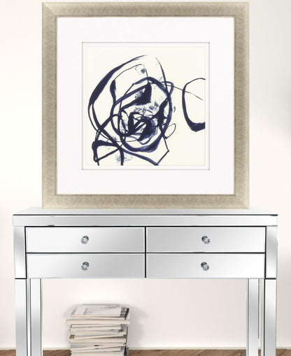 Indigo Abstract Ribbons II Framed Art Gold Picture Frame Print Wall Art