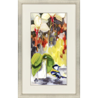 Chickadee With Orchid Framed Art Gold Picture Frame Print Wall Art