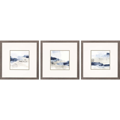 Set Of Three Shoreline Blues Iii Set Of 3 Framed Art Silver Picture Frame Print Wall Art