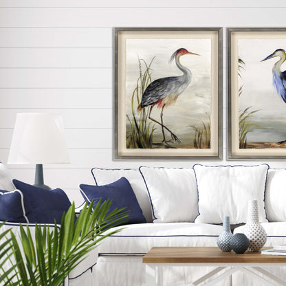 Grey Heron Framed Art Silver Picture Frame Print Wall Art
