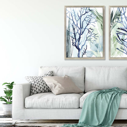 Sea Leaves I Framed Art Silver Picture Frame Print Wall Art