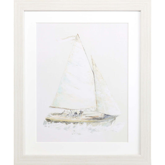 Quiet Sailboat I Framed Art White Picture Frame Print Wall Art