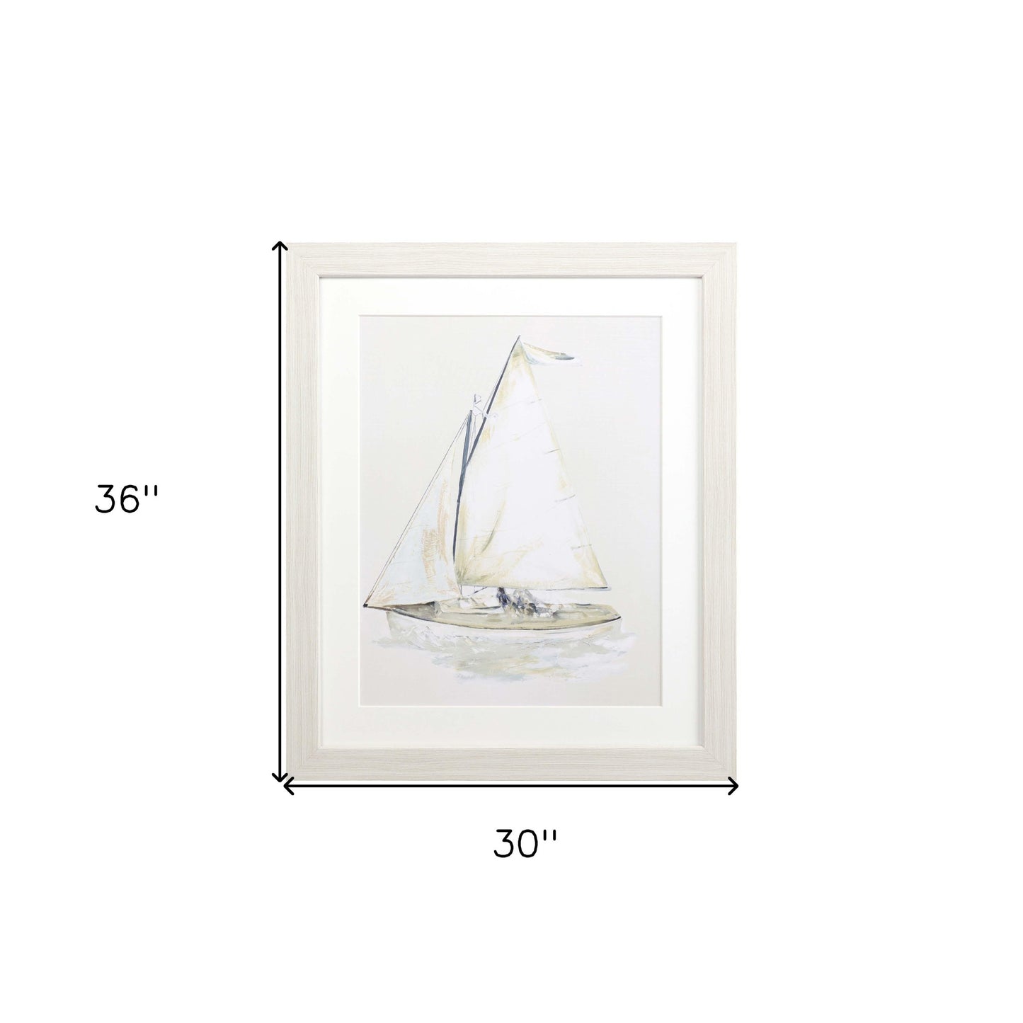 Quiet Sailboat Ii Framed Art White Picture Frame Print Wall Art