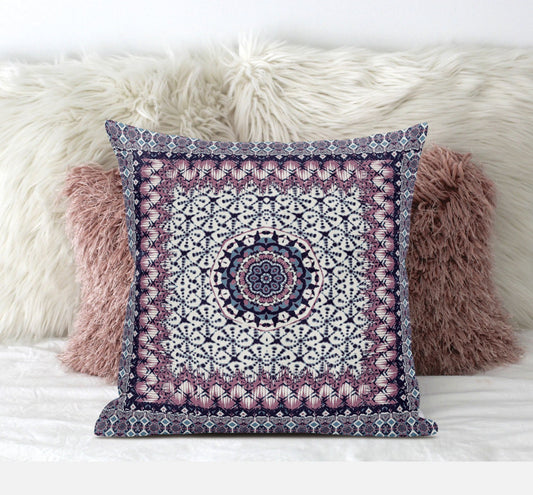 18" X 18" Gray Pink Floral Blown Seam Suede Throw Pillow