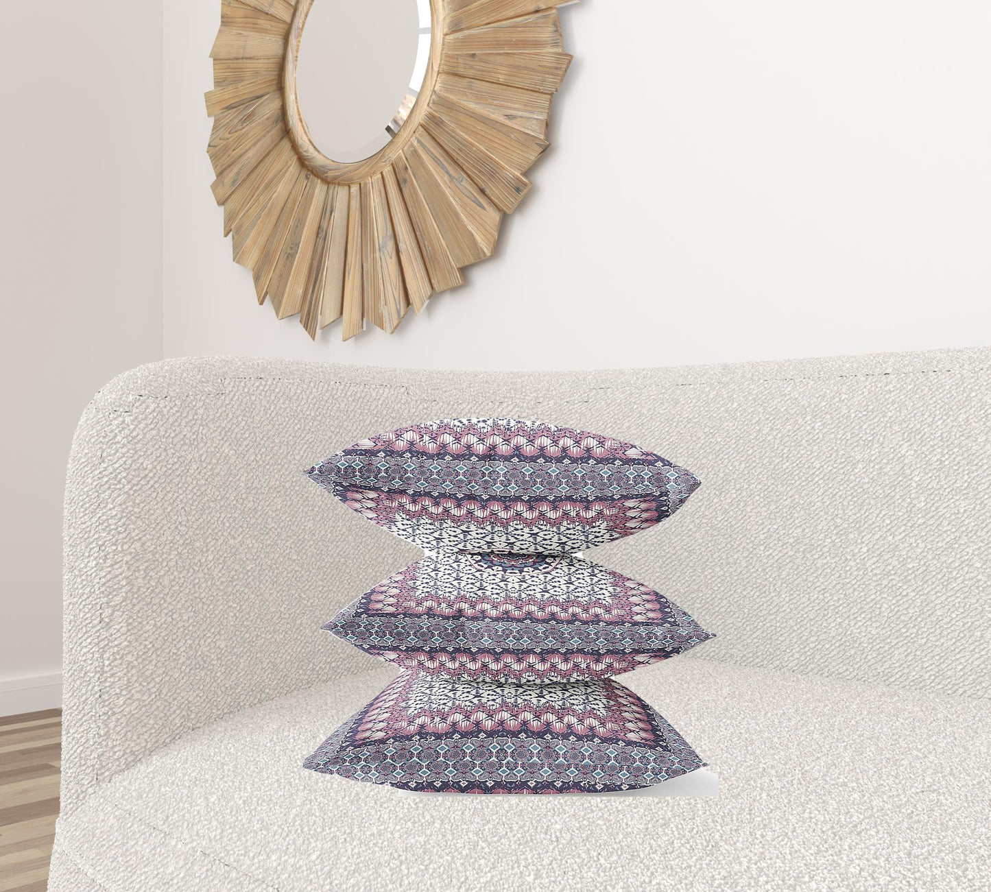 18" X 18" Gray Pink Floral Blown Seam Suede Throw Pillow