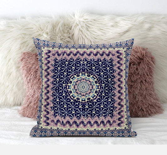 18" X 18" Grey Blue Floral Blown Seam Suede Throw Pillow