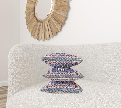 18" X 18" Grey Blue Floral Blown Seam Suede Throw Pillow
