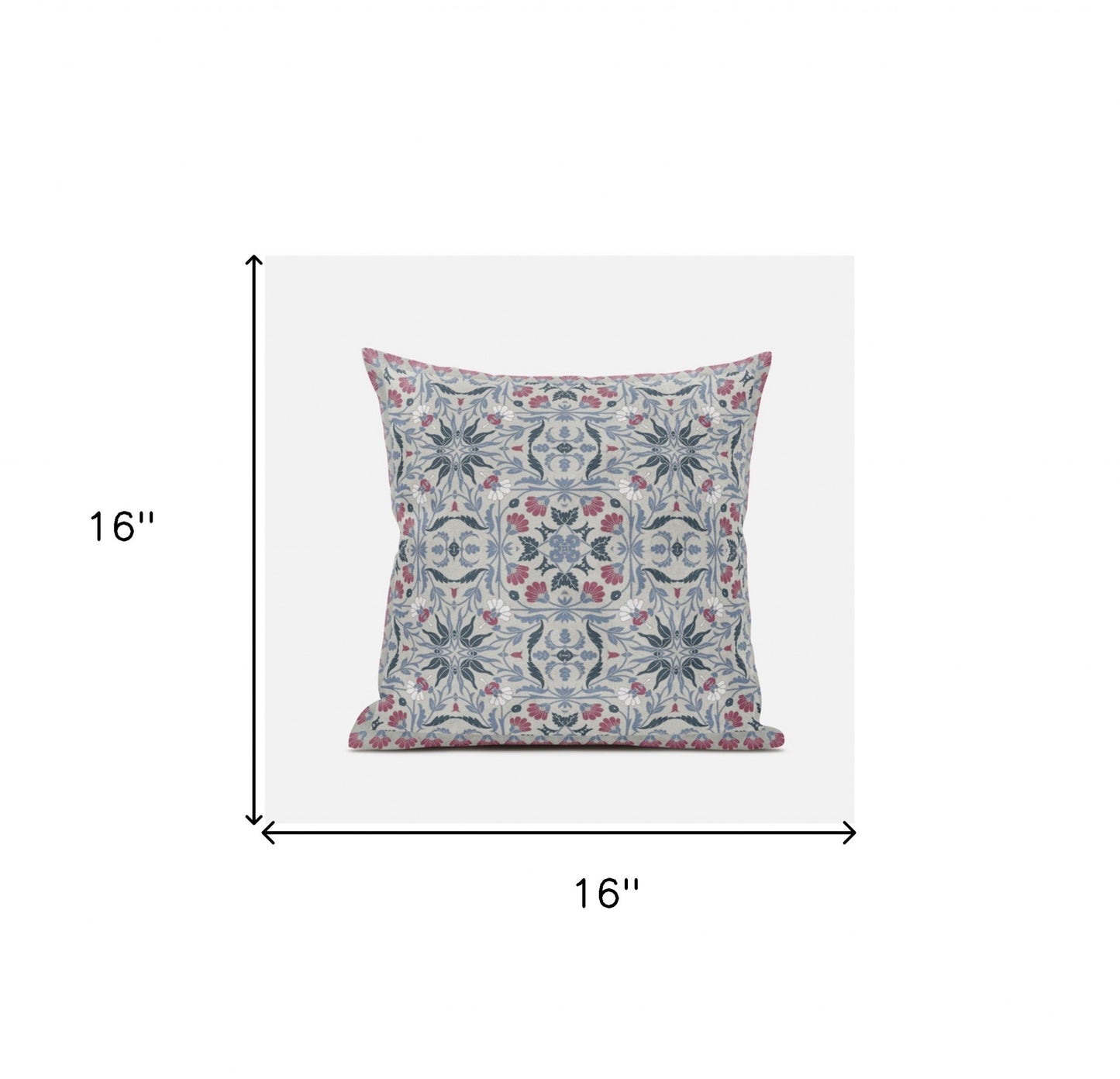 16" X 16" Muted Green Grey Indigo Paisley Blown Seam Suede Throw Pillow