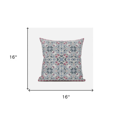 16" X 16" Muted Green Grey Indigo Paisley Blown Seam Suede Throw Pillow