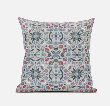 20" X 20" Muted Green Grey Indigo Paisley Blown Seam Suede Throw Pillow