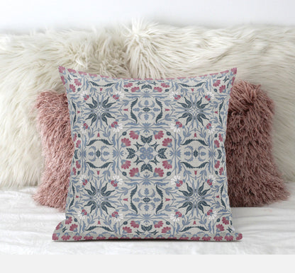 20" X 20" Muted Green Grey Indigo Paisley Blown Seam Suede Throw Pillow