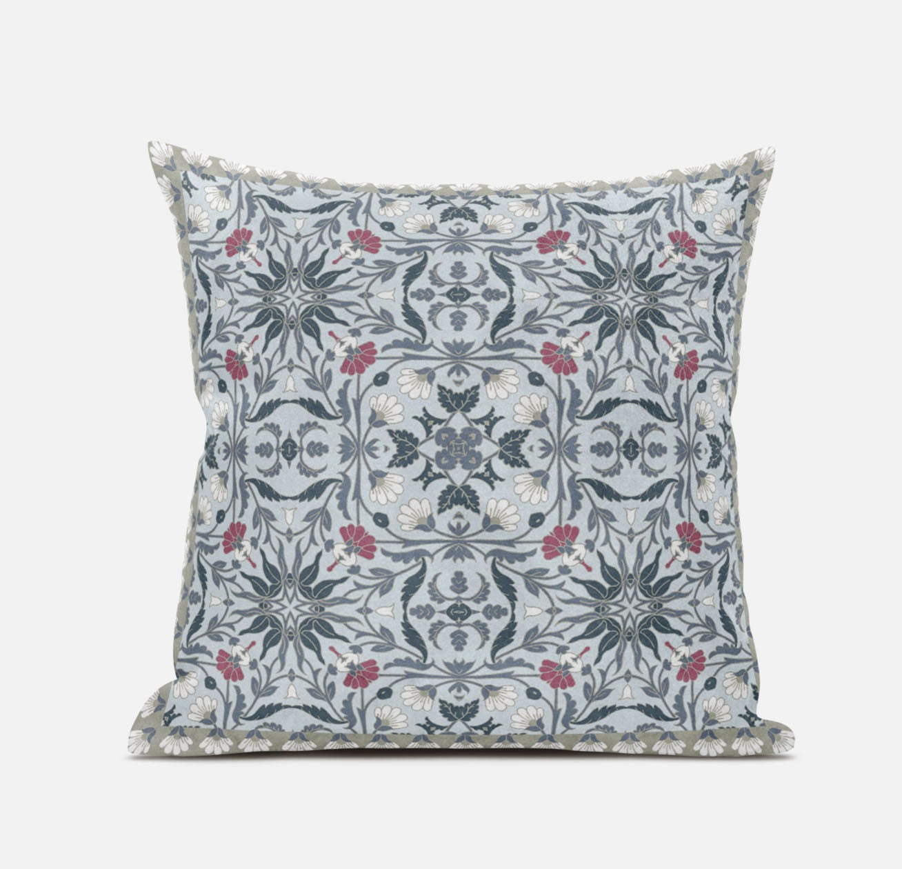16" X 16" Muted Orange Indigo Paisley Blown Seam Suede Throw Pillow