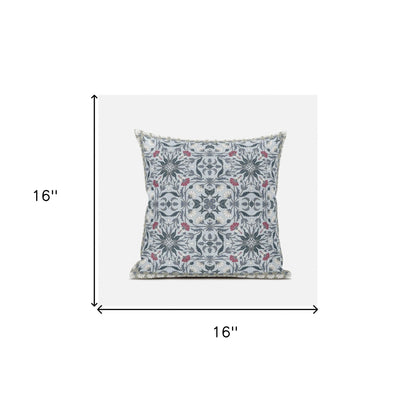 16" X 16" Muted Orange Indigo Paisley Blown Seam Suede Throw Pillow