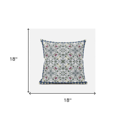 18" X 18" Green White Pink Paisley Blown Seam Suede Throw Pillow