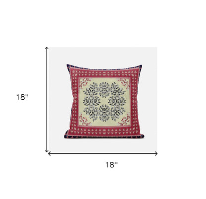 18" X 18" Muted Pink Grey Geometric Blown Seam Suede Throw Pillow