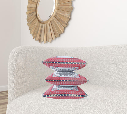 18" X 18" Muted Magenta Gold Geometric Blown Seam Suede Throw Pillow