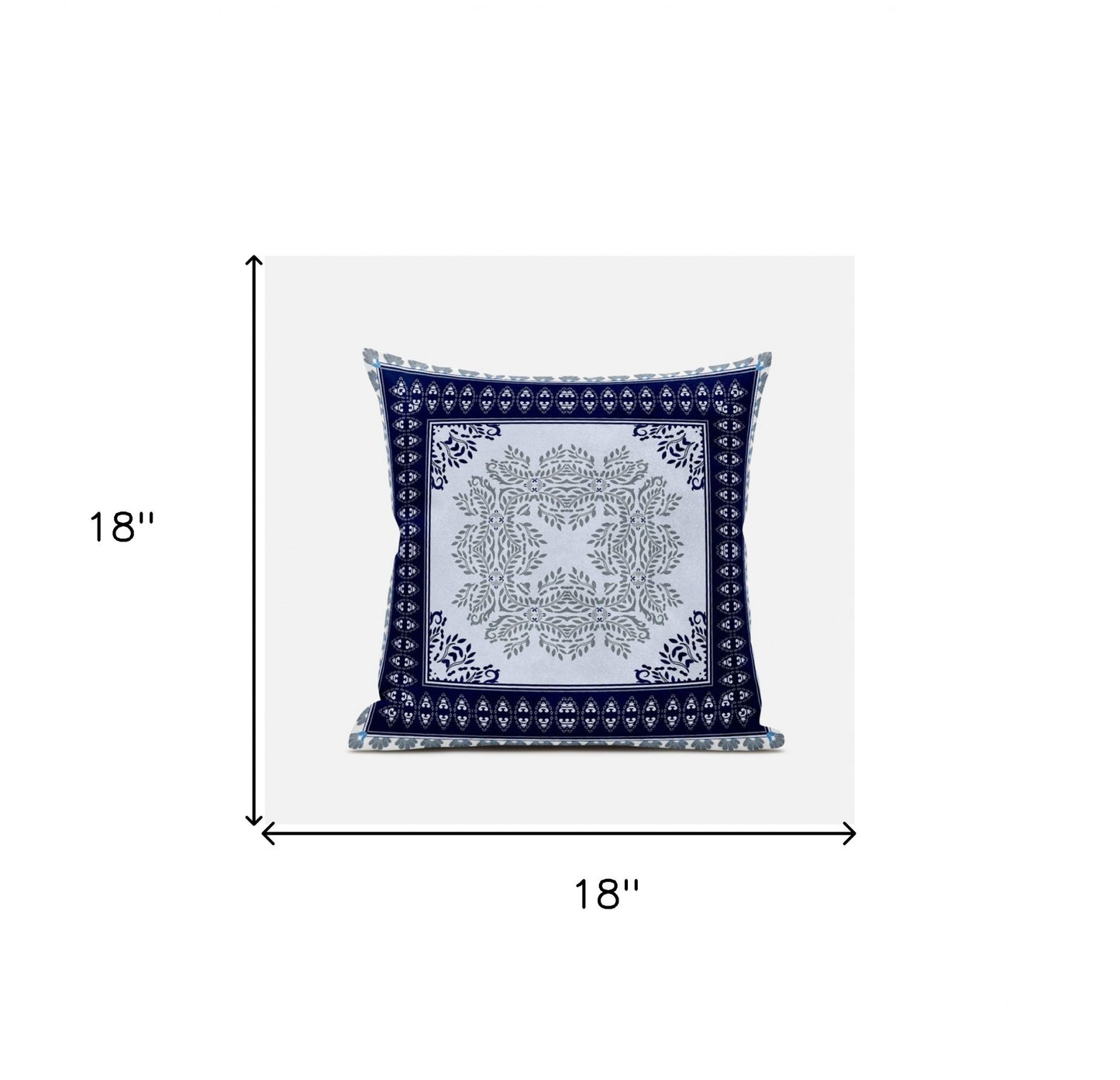 18" X 18" Dark Blue Gray Geometric Blown Seam Suede Throw Pillow