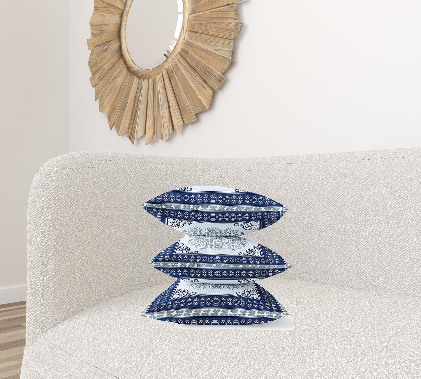 18" X 18" Dark Blue Gray Geometric Blown Seam Suede Throw Pillow