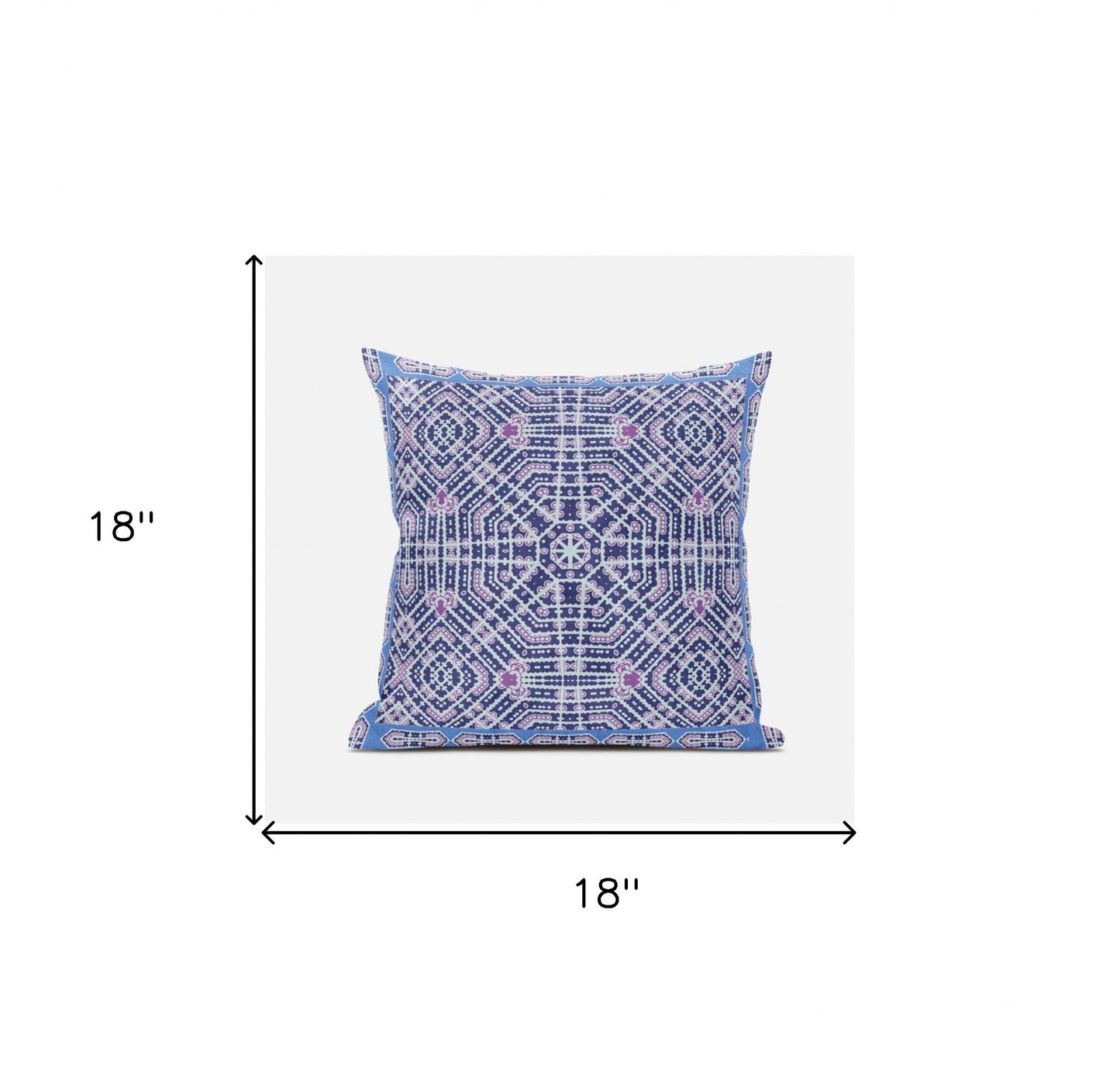 18" X 18" Indigo Hot Pink Geometric Blown Seam Suede Throw Pillow