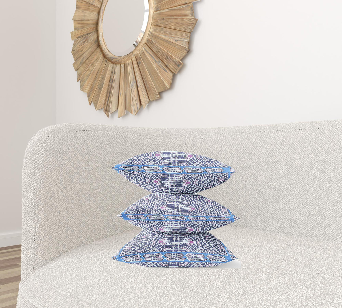18" X 18" Indigo Hot Pink Geometric Blown Seam Suede Throw Pillow