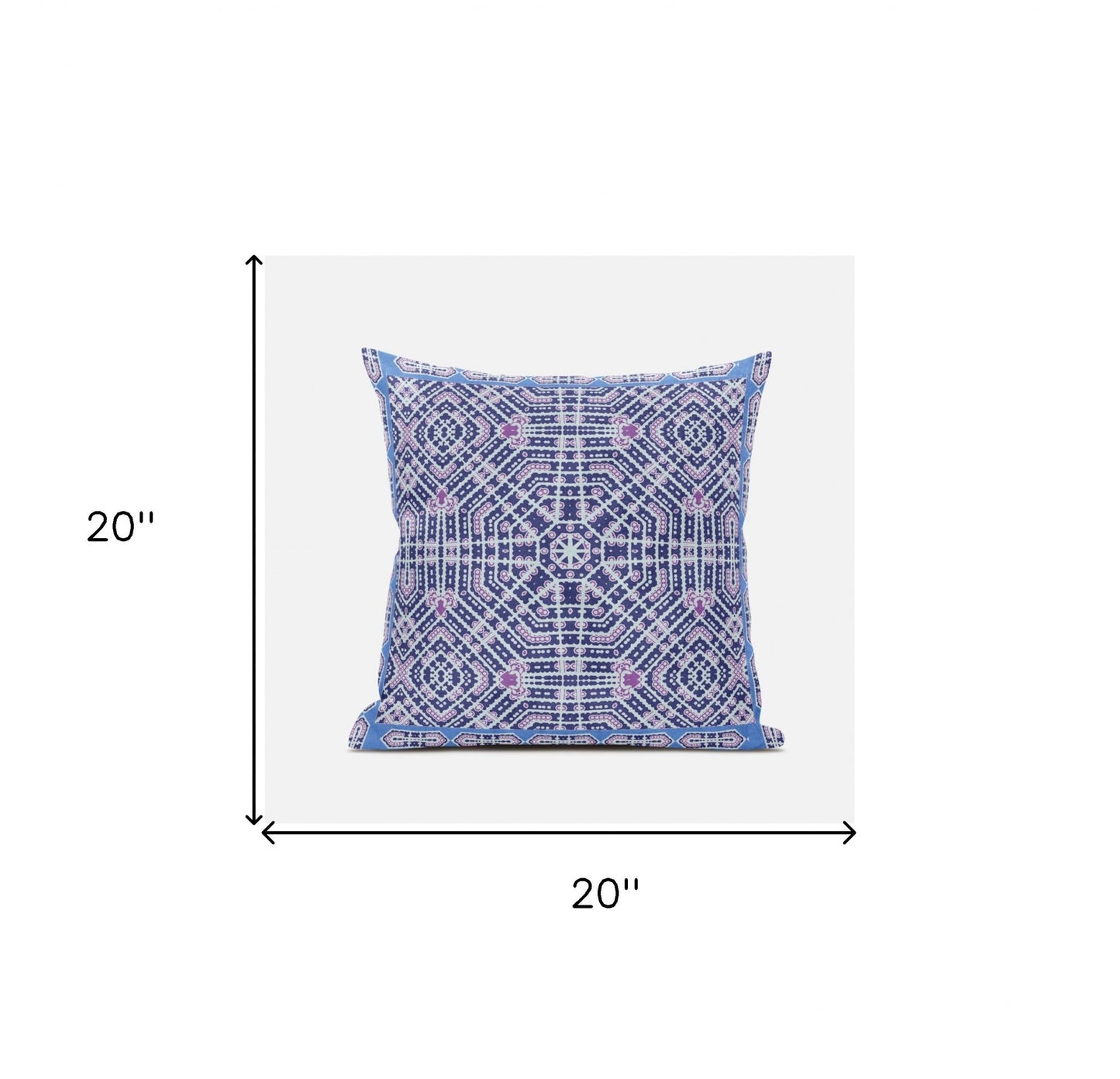 18" X 18" Indigo Hot Pink Geometric Blown Seam Suede Throw Pillow