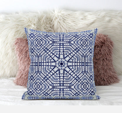 16" X 16" Light Blue Indigo Purple Geometric Blown Seam Suede Throw Pillow