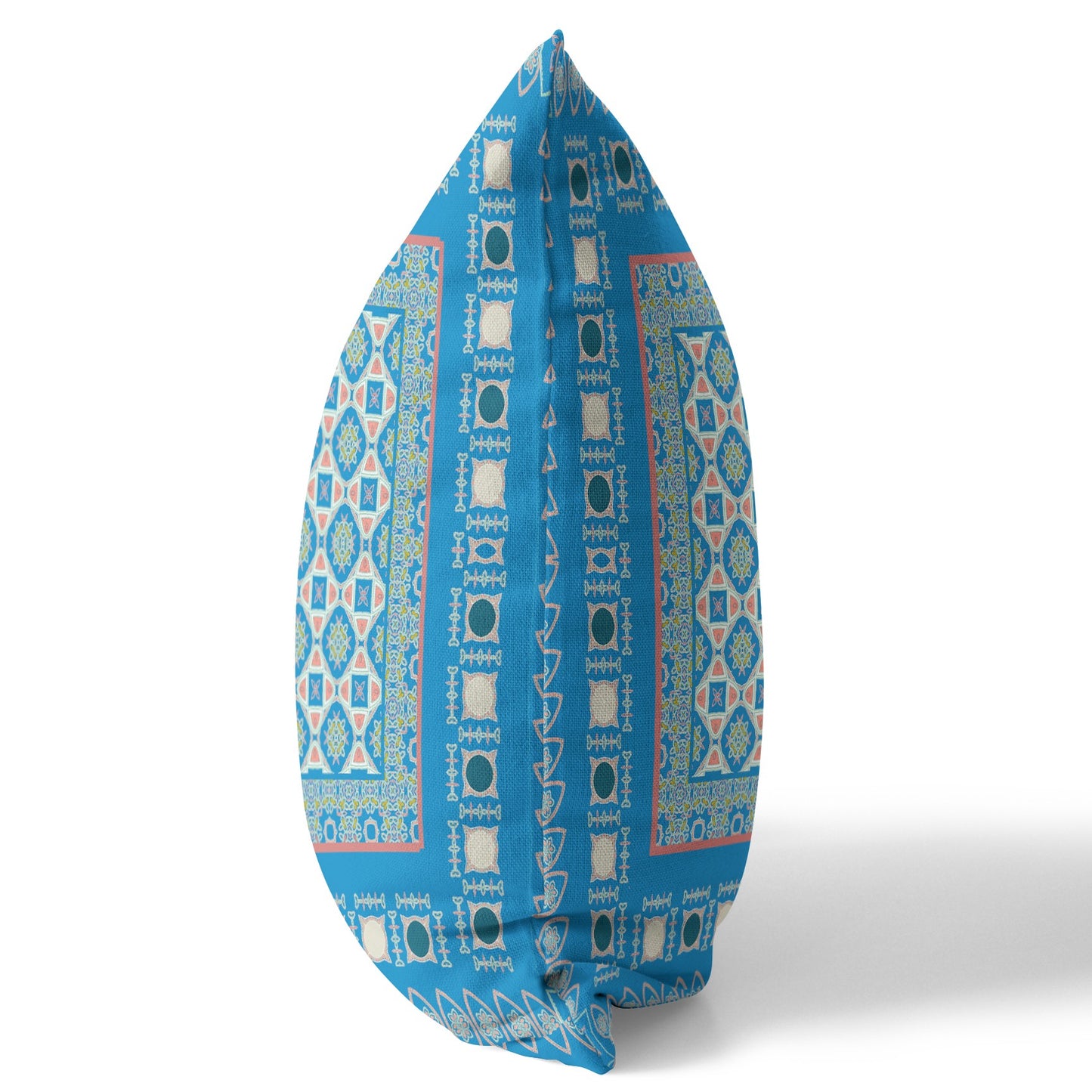 20" X 20" Blue And Pink Floral Zippered Suede Throw Pillow