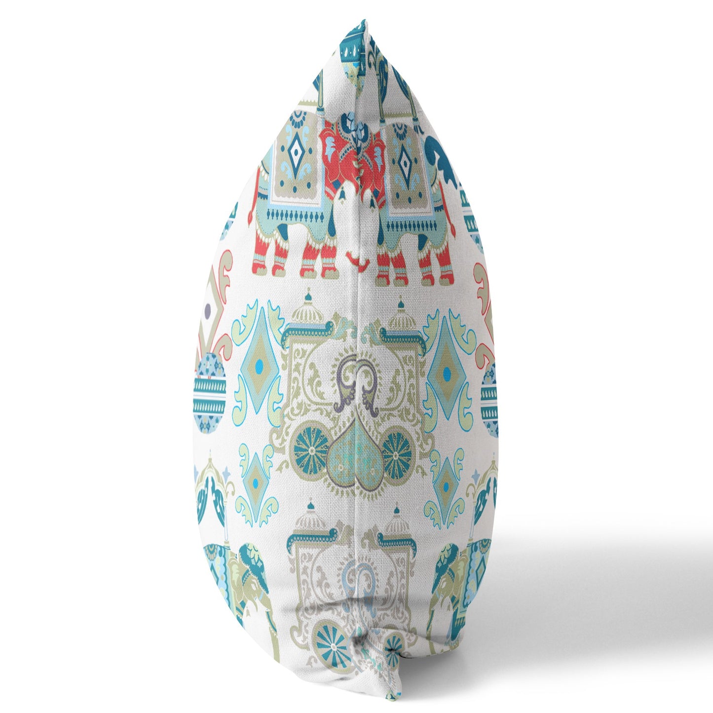 18" X 18" Blue And White Paisley Blown Seam Suede Throw Pillow