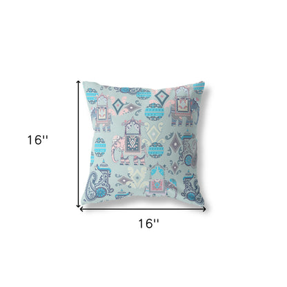 16" X 16" Gray And Pink Paisley Blown Seam Suede Throw Pillow