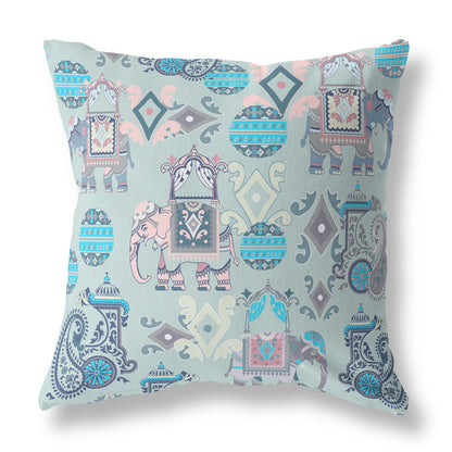 18" X 18" Gray And Pink Paisley Blown Seam Suede Throw Pillow