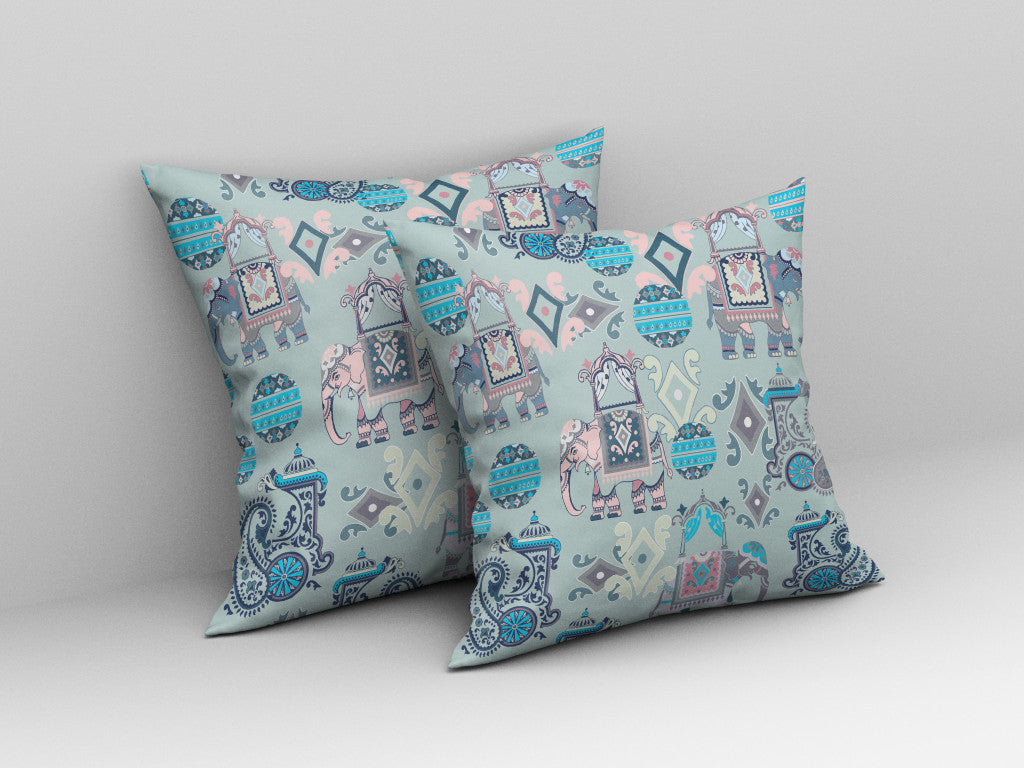 18" X 18" Gray And Pink Paisley Blown Seam Suede Throw Pillow