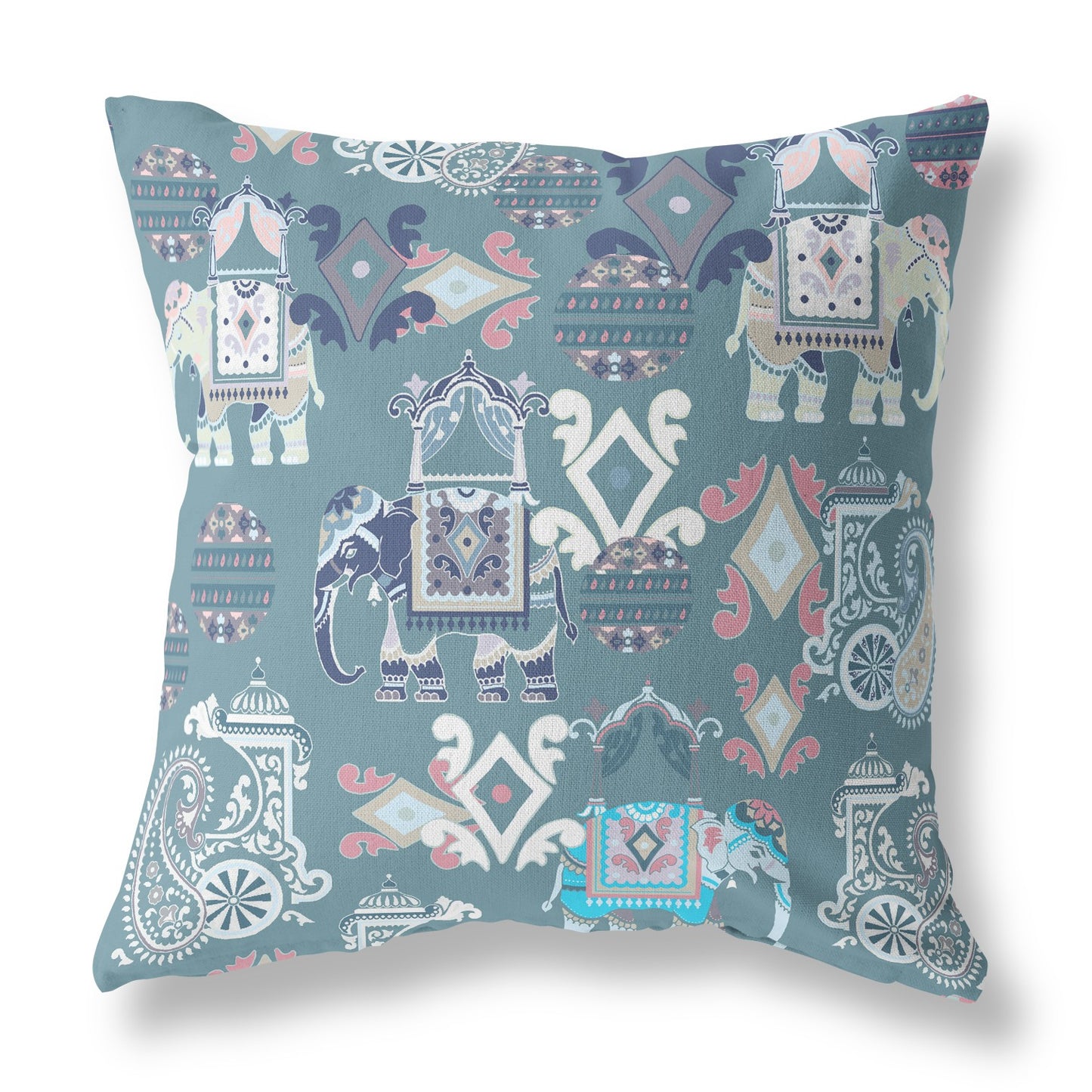 16" X 16" Gray And White Paisley Blown Seam Suede Throw Pillow