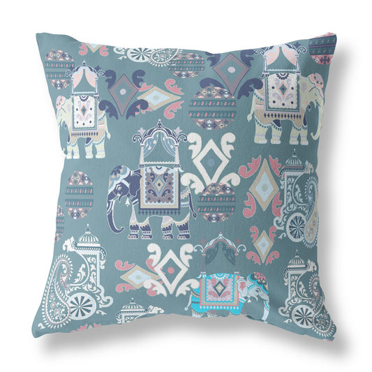 16" X 16" Gray And White Paisley Blown Seam Suede Throw Pillow