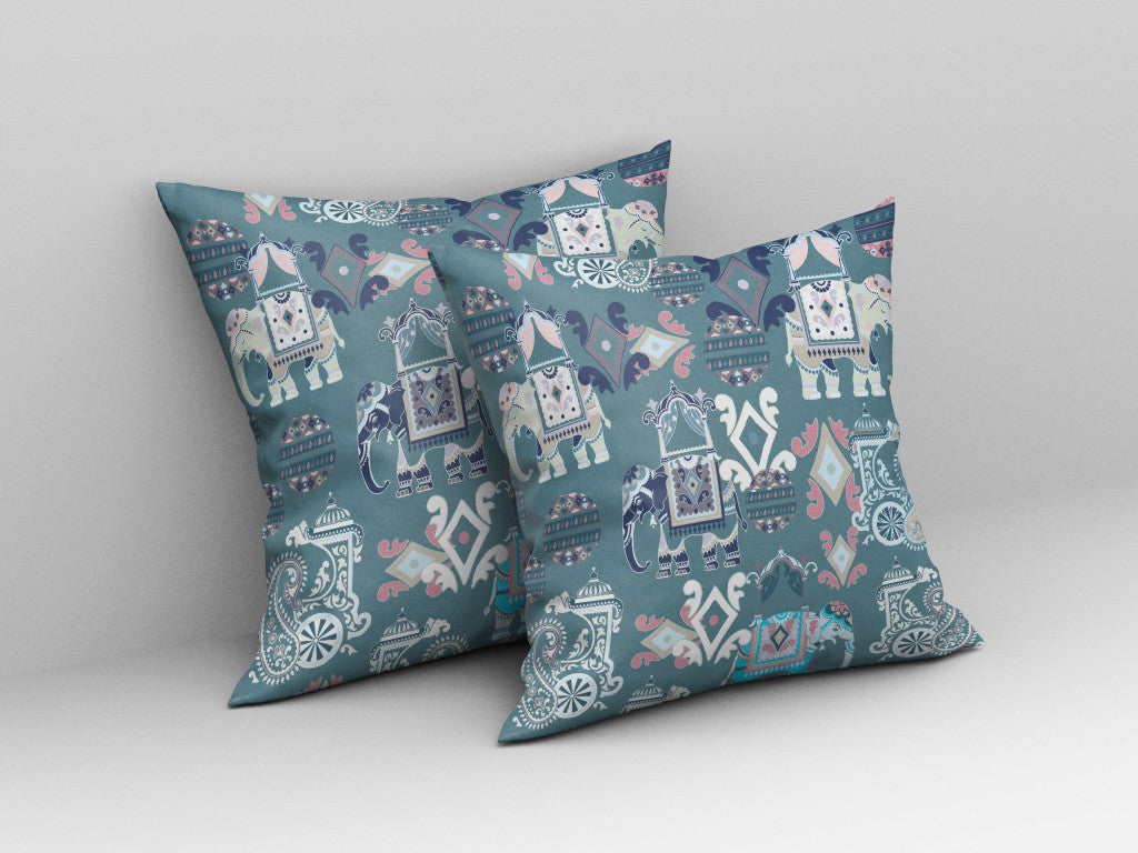 16" X 16" Gray And White Paisley Blown Seam Suede Throw Pillow