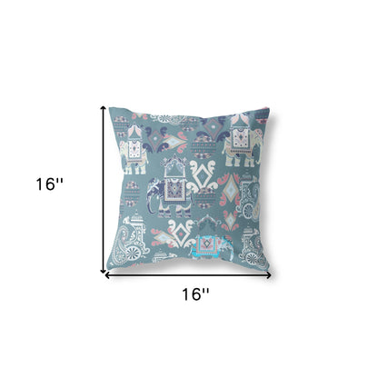 16" X 16" Gray And White Paisley Blown Seam Suede Throw Pillow