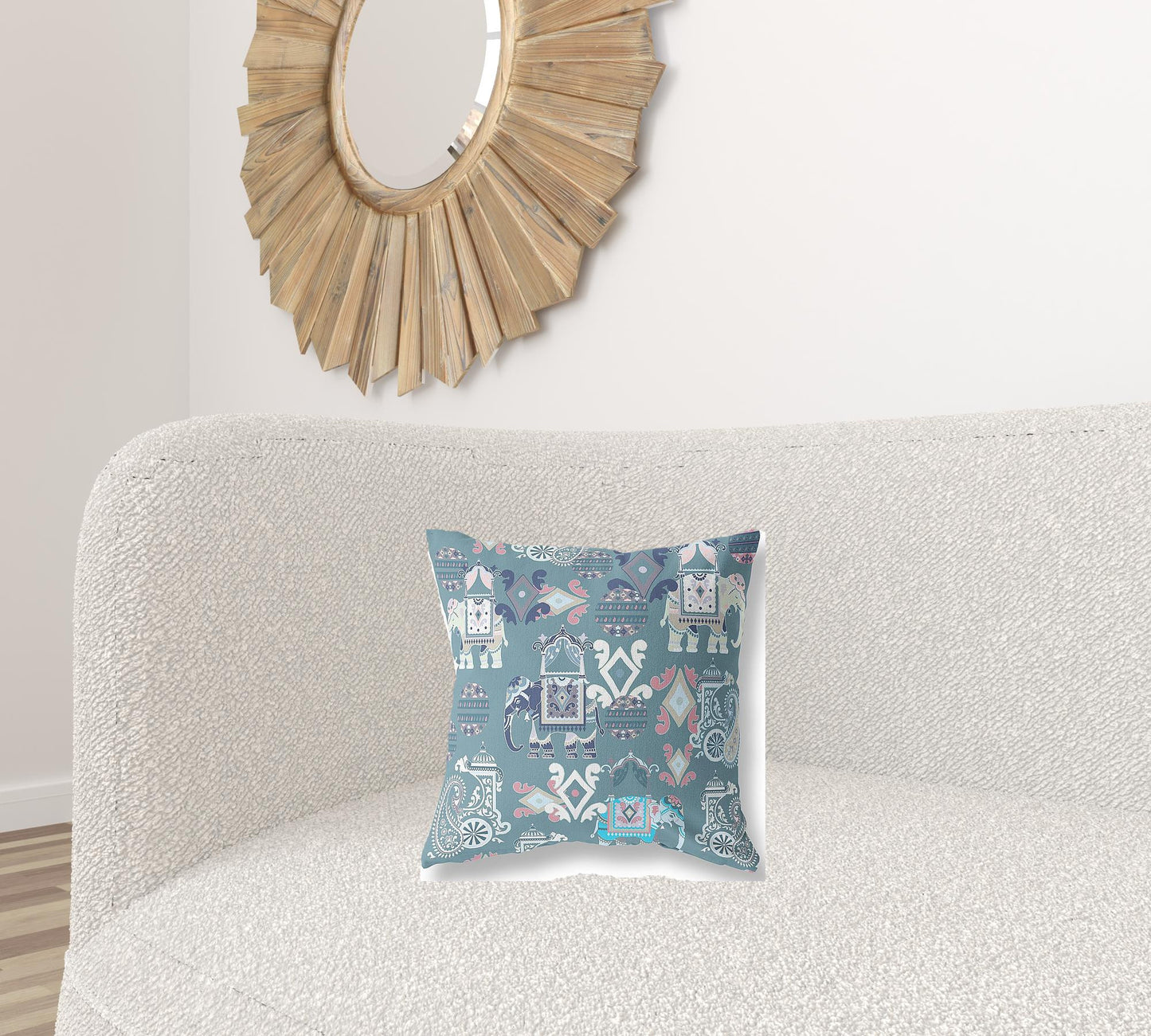 16" X 16" Gray And White Paisley Blown Seam Suede Throw Pillow