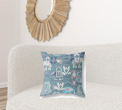 18" X 18" Gray And White Paisley Blown Seam Suede Throw Pillow
