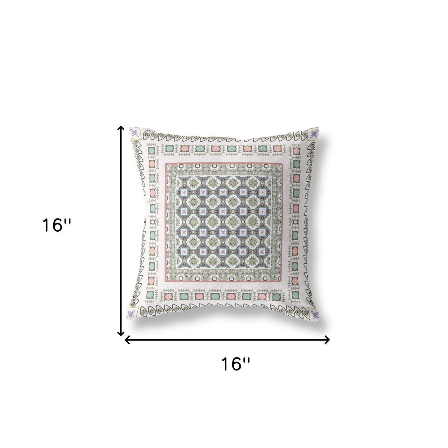 16" X 16" White And Blue Floral Blown Seam Suede Throw Pillow