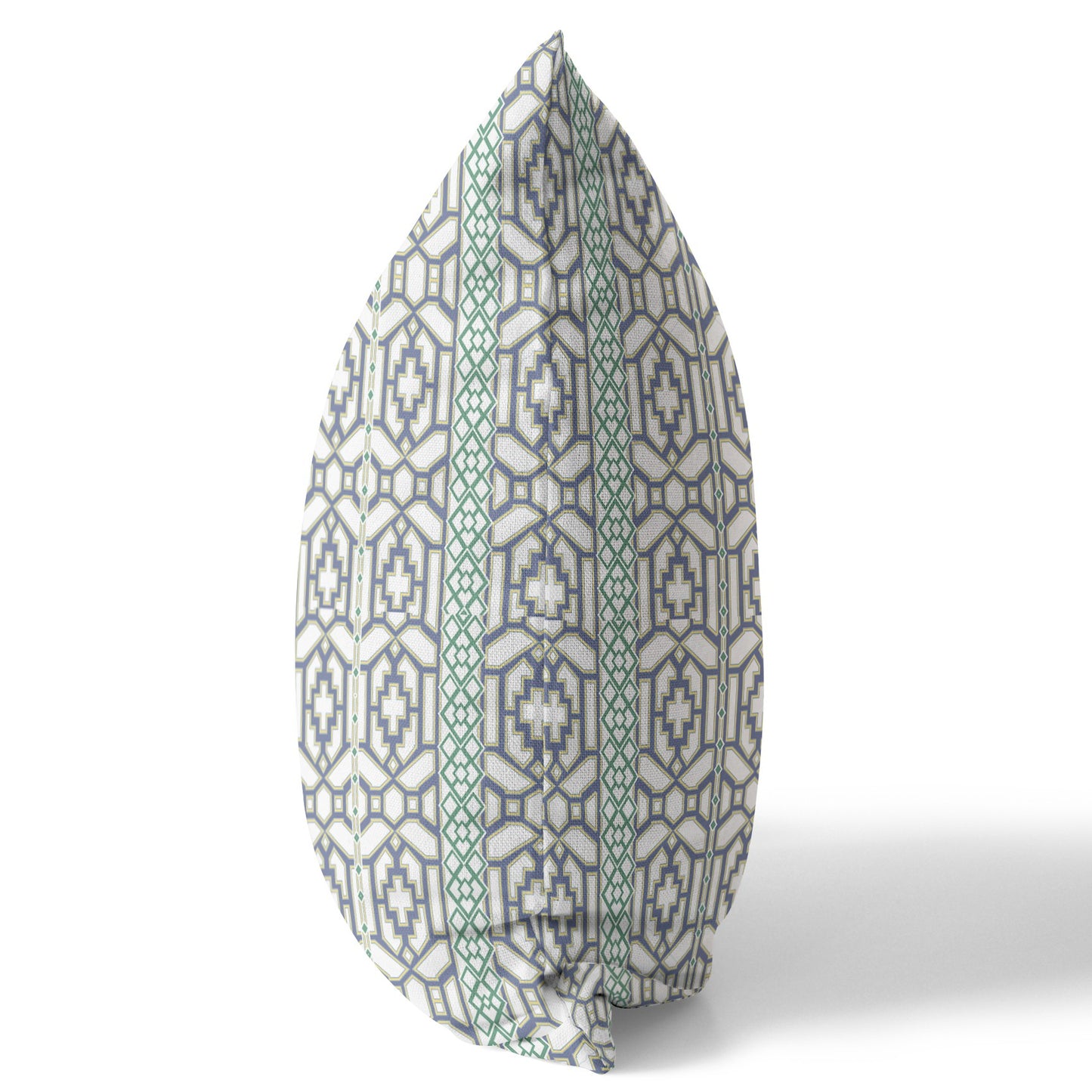 16" X 16" White And Gray Geometric Blown Seam Suede Throw Pillow