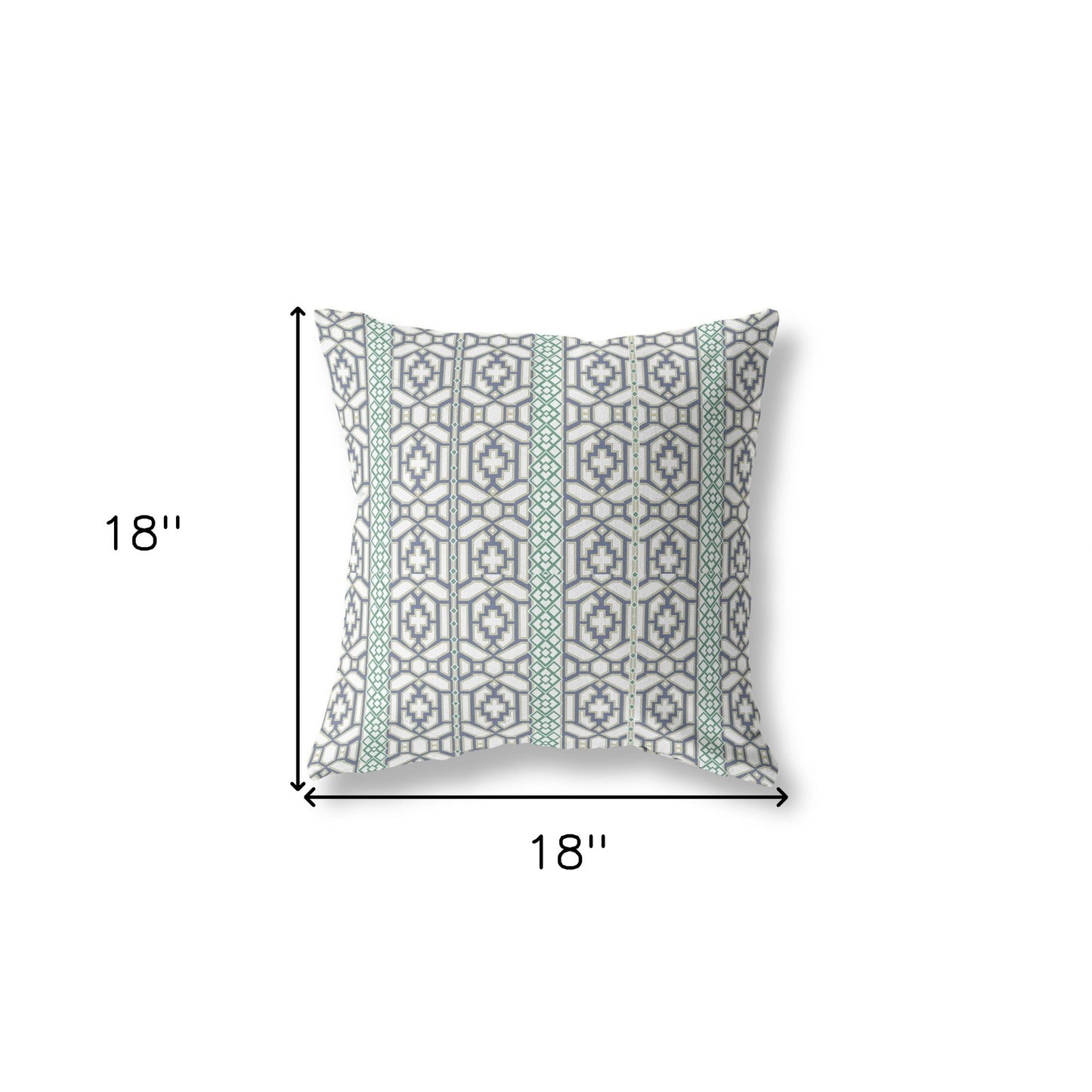 18" X 18" White And Gray Geometric Blown Seam Suede Throw Pillow