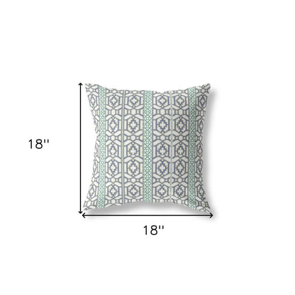 18" X 18" White And Gray Geometric Blown Seam Suede Throw Pillow