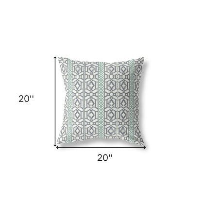 18" X 18" White And Gray Geometric Blown Seam Suede Throw Pillow