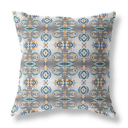 16" X 16" Off White And Brown Abstract Blown Seam Suede Throw Pillow