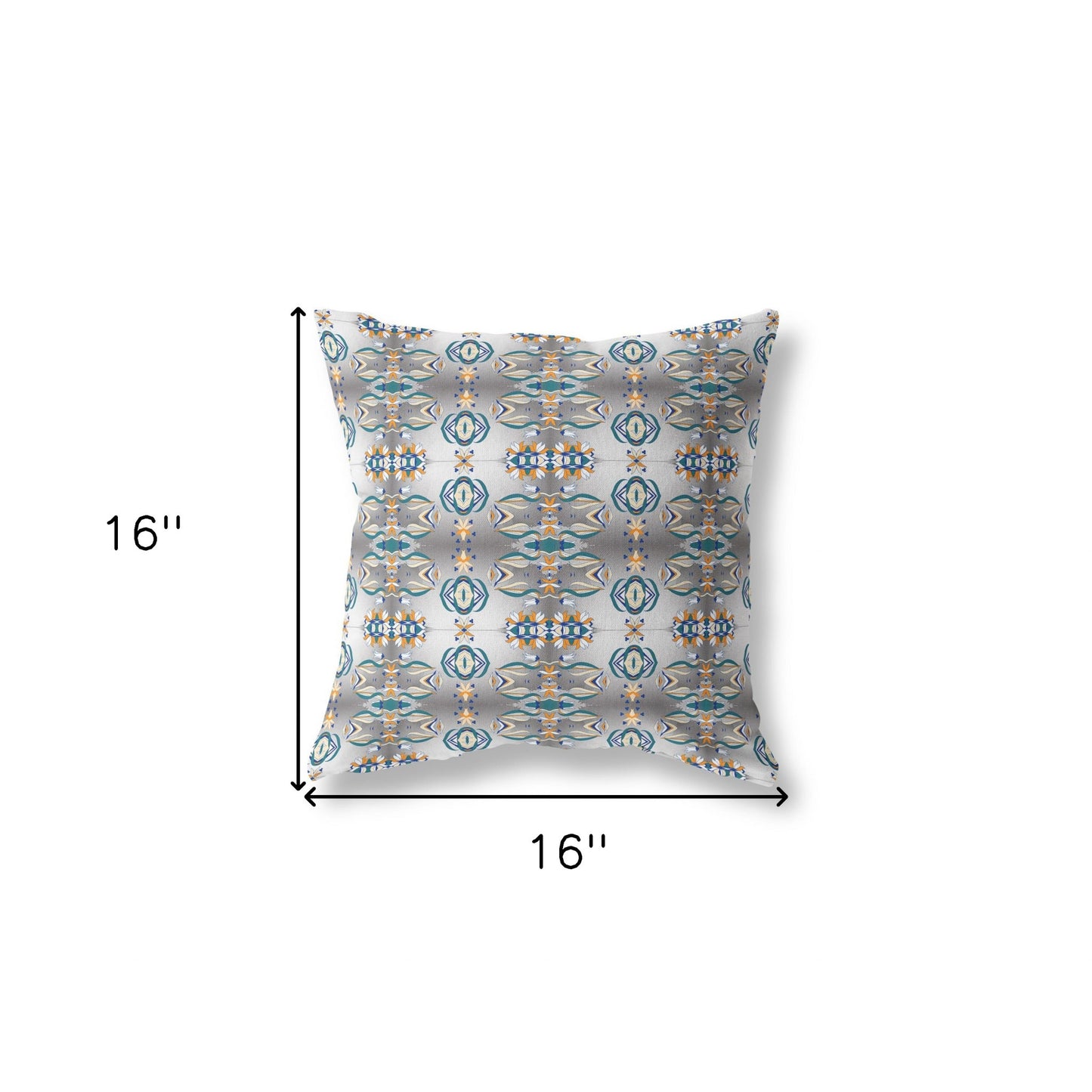 16" X 16" Off White And Brown Abstract Blown Seam Suede Throw Pillow