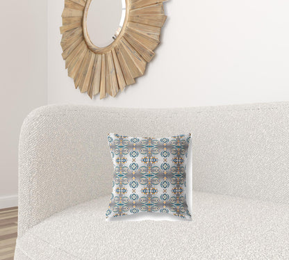 16" X 16" Off White And Brown Abstract Blown Seam Suede Throw Pillow