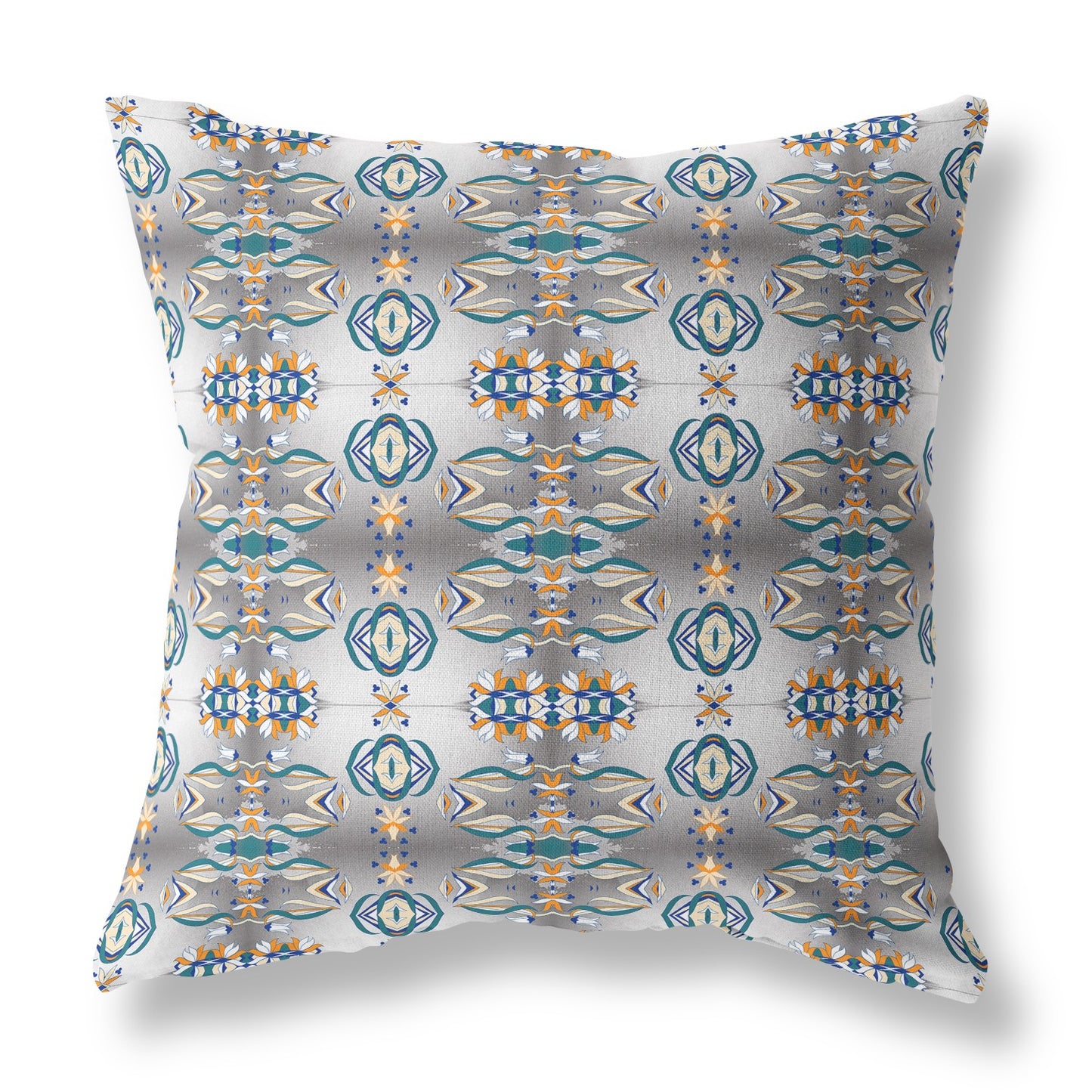18" X 18" Off White And Brown Abstract Blown Seam Suede Throw Pillow