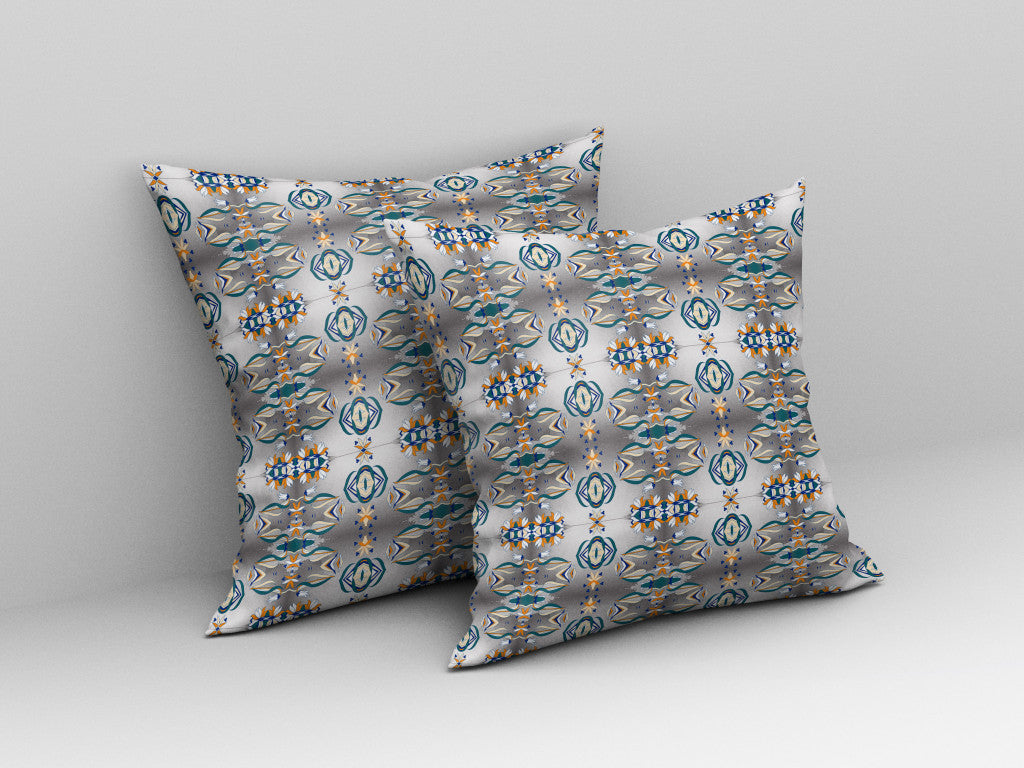 18" X 18" Off White And Brown Abstract Blown Seam Suede Throw Pillow