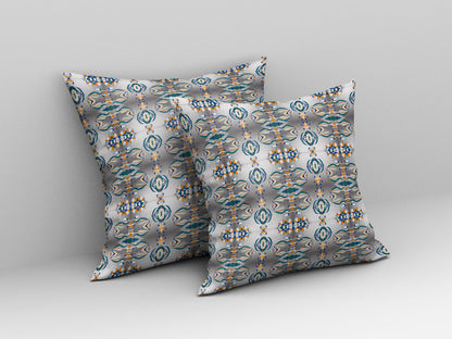 18" X 18" Off White And Brown Abstract Blown Seam Suede Throw Pillow