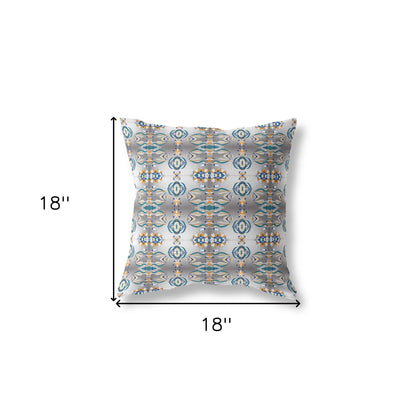 18" X 18" Off White And Brown Abstract Blown Seam Suede Throw Pillow